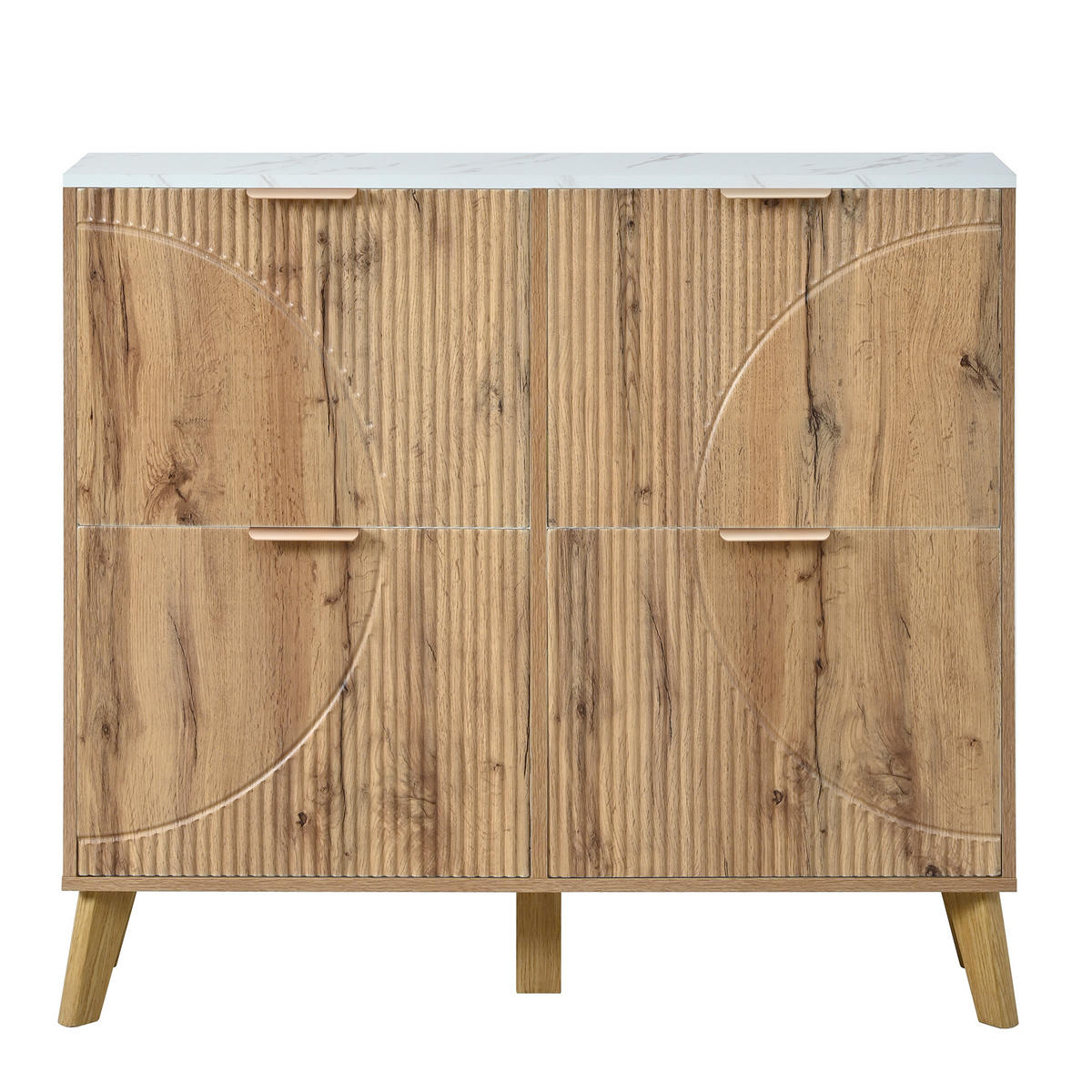 SCHUHSCHRANK mit 3d-strukturfront & 4 klappfächern - Naturfarben, Holzwerkstoff (105/95.5/24cm) - Urban Meuble