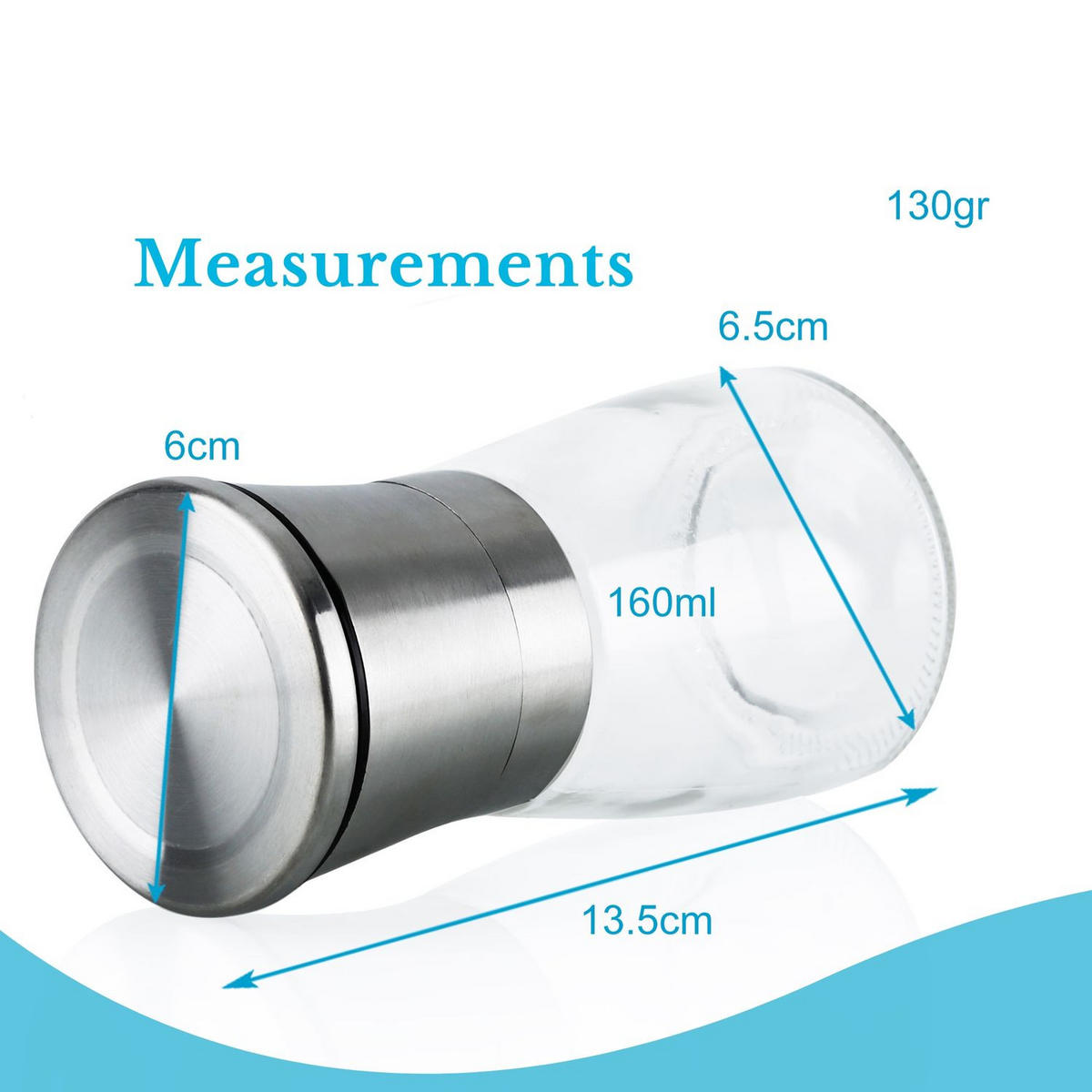 GEWÜRZMÜHLE (2er Set) - Silberfarben, Metall (6.5/6.5/13.5cm) - Intirilife