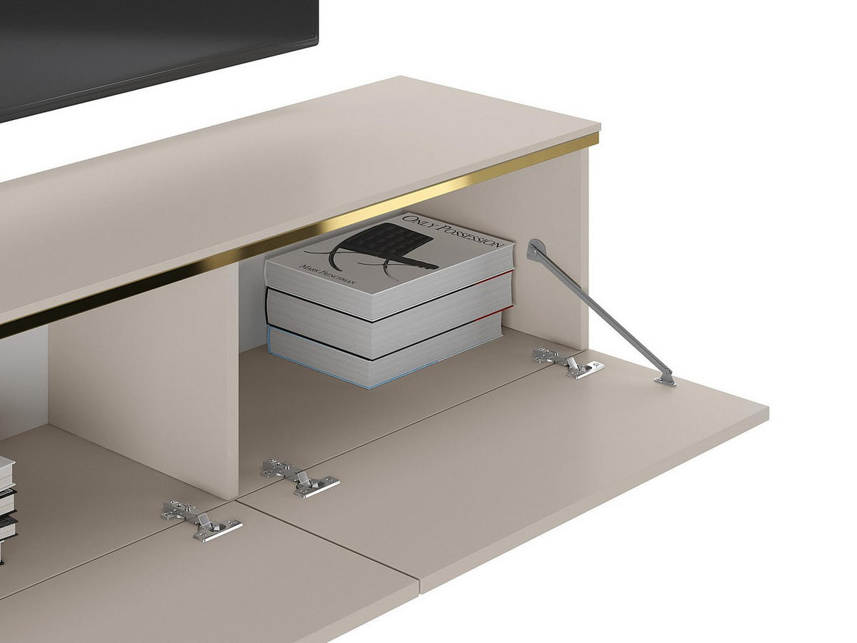 TV-HÄNGESCHRANK - 180 cmcm x 34.5 cmcm - Holz, Platte - Beige, Goldfarben - VUKIA - Beige/Goldfarben, Holz (180/30/34.5cm) - Vente-Unique