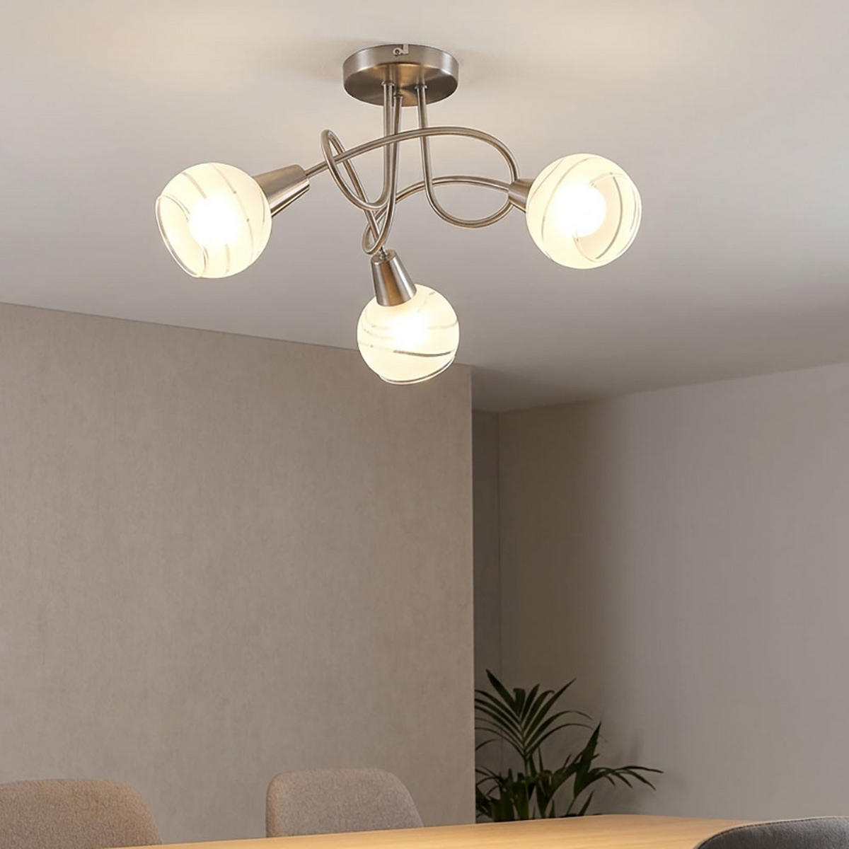 LED DECKENLEUCHTE Metall Silber gemustert - Silberfarben, Glas (39/39/24.6cm)