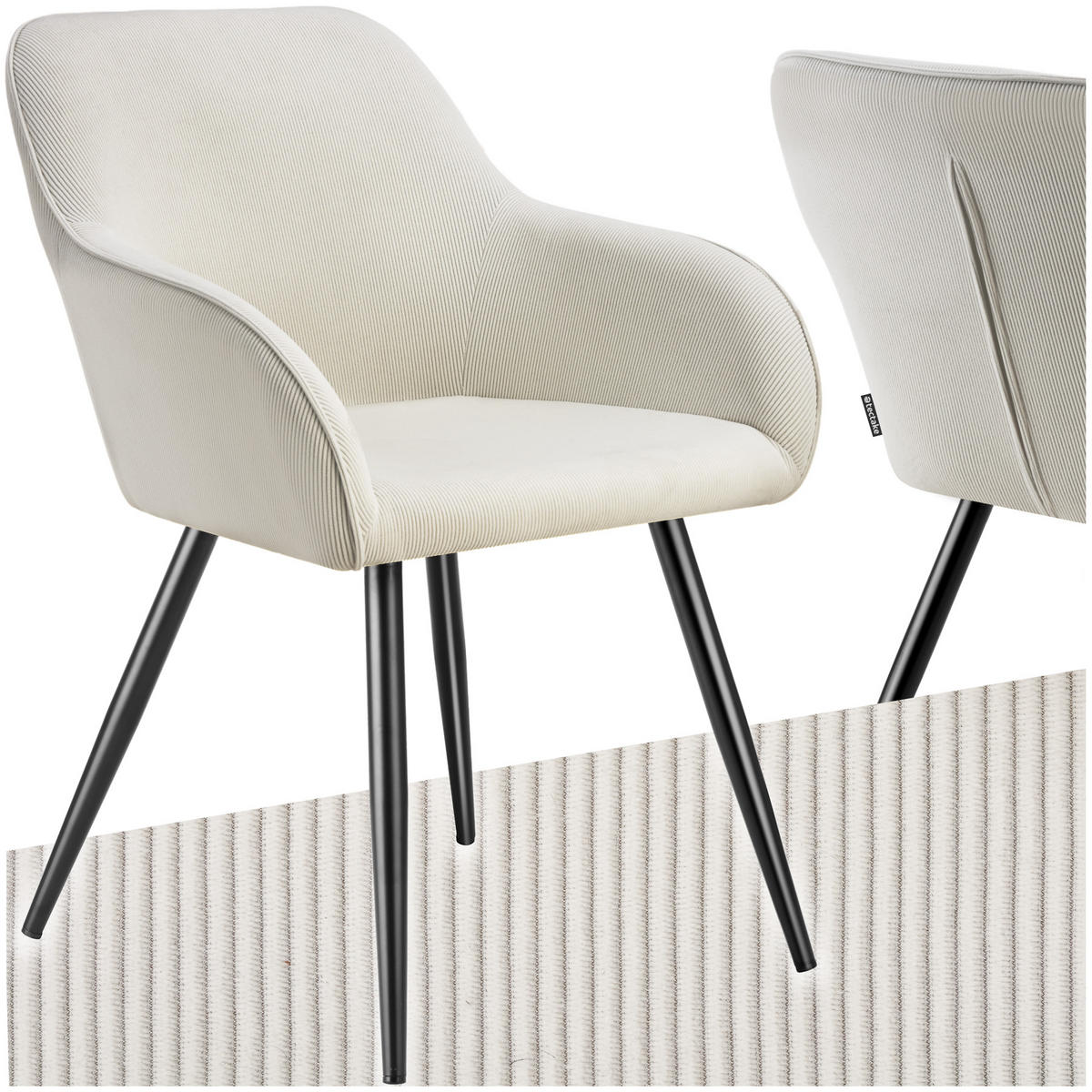 ESSZIMMERSTUHL 1er Set Marilyn 58 x 62 x 82 cm creme/schwarz - Creme/Schwarz, Kunststoff (62/82/58cm) - tectake