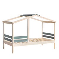 KINDERBETT Lior Natürlich 197 cm x 147 cm - Blaugrau/Naturfarben, Holzwerkstoff