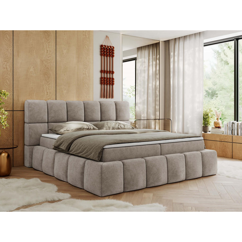 Thumbnail - MKS Boxbett, Beige, Textil, 2-Sitzer, H4, 7-Zonen, Rechteckig, 180x200 cm, Oeko-Tex®, Schlafzimmer, Betten, Boxspringbet...