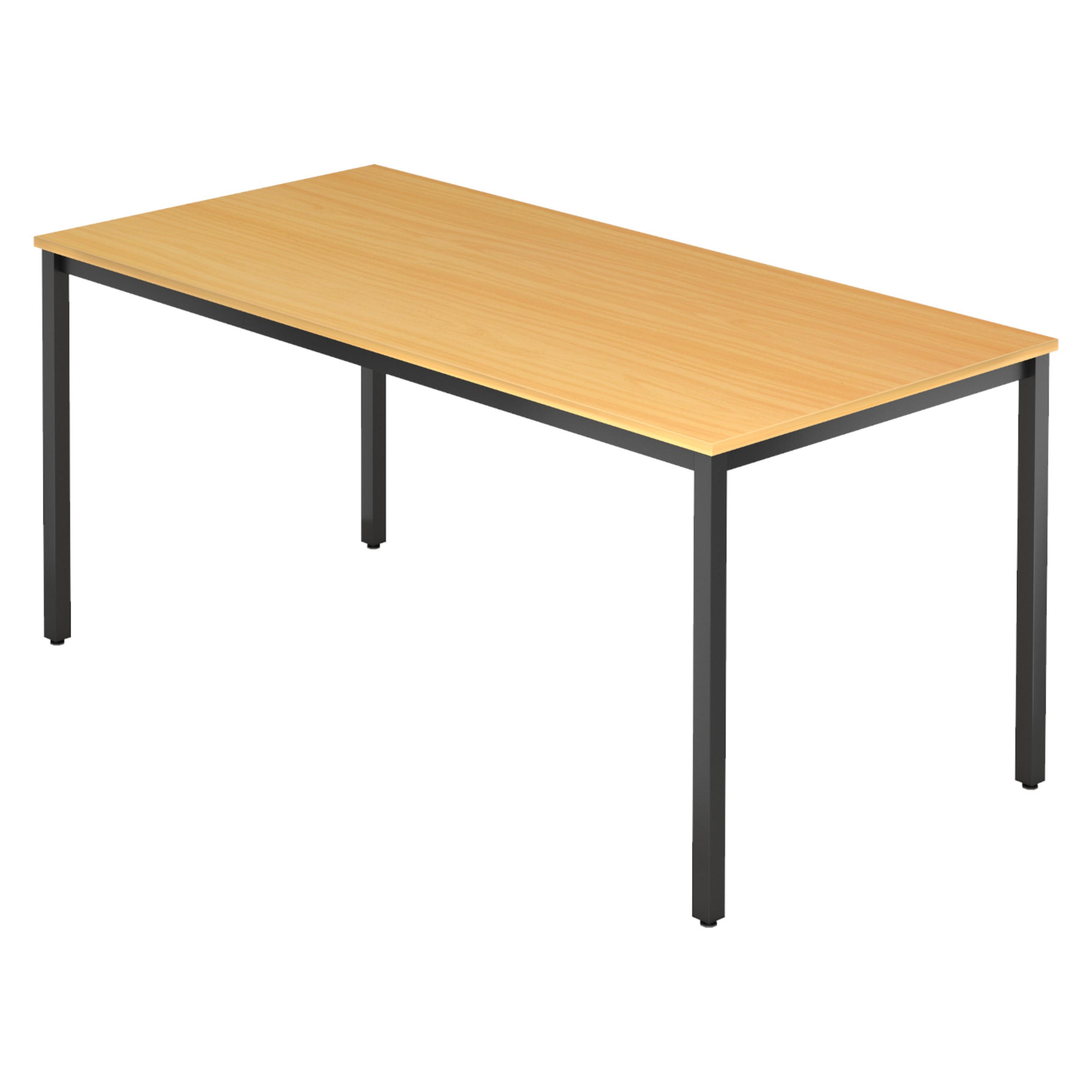 BESPRECHUNGSTISCH Serie-D 80/160/72 cm in Buchefarben/Vierkantrohr schwarz - Buchefarben/Schwarz, Holzwerkstoff (80/160/72cm) - bümö