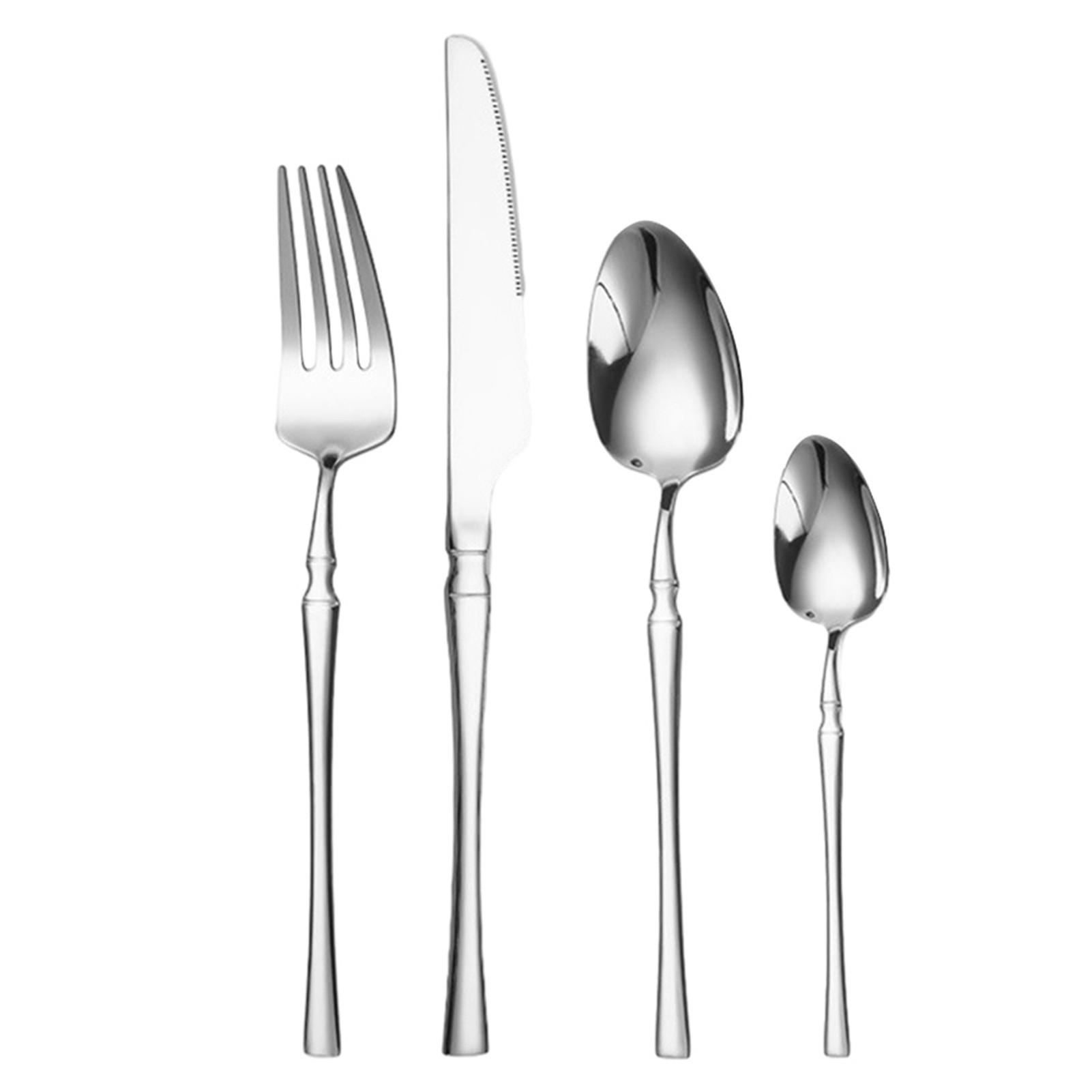 BESTECK-SET, 24-teilig, Edelstahl, 6 Pers., ergonomisch - Silberfarben, Metall