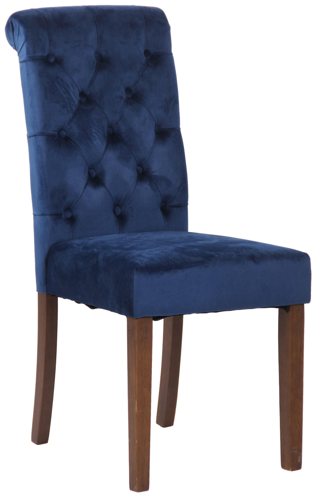 ESSZIMMERSTUHL Lisbon Samt, Gestell Kautschukholz Braun Blau - Blau/Braun, Holz/Textil (45/98/63cm) - TPFLiving