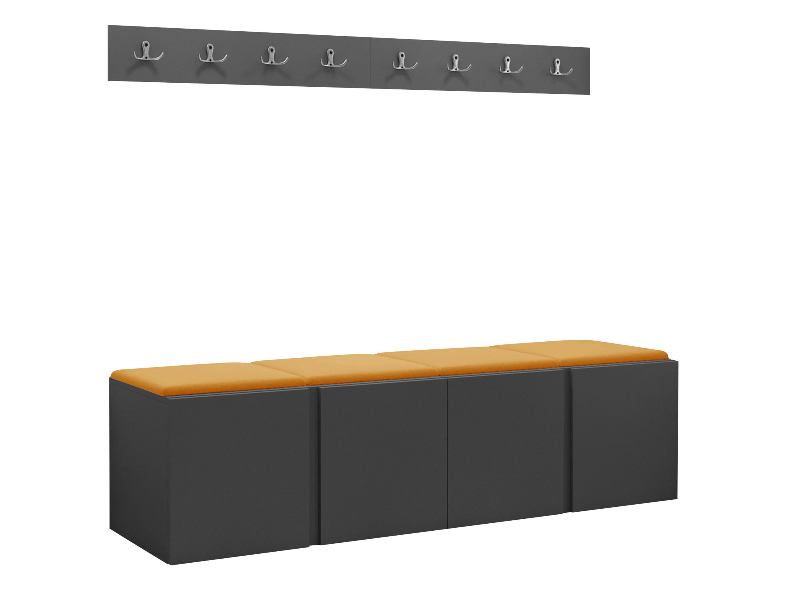 GARDEROBEN-SET Orion VII - Graphitfarben/Orange, Holzwerkstoff/Kunststoff (168/42/46cm) - MIRJAN24