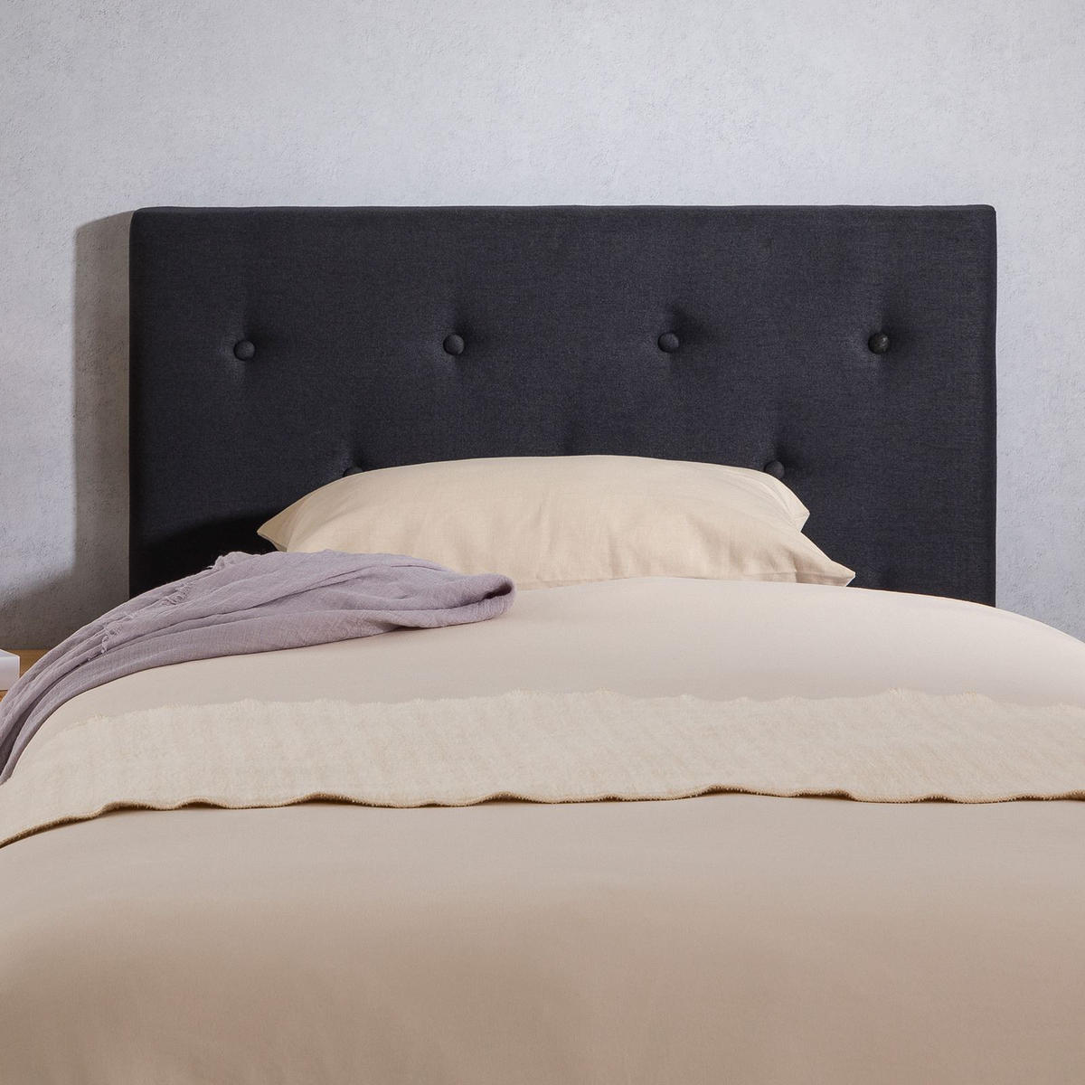 KOPFTEIL MAVELI 90x190 cm schwarz - Schwarz, Textil (90/97/7cm) - IDIMEX