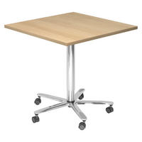 SÄULENHUBTISCH eckig ST 80/80/74 cm in Eichefarben/chrom - Chromfarben/Eichefarben, Holzwerkstoff (80/80/74cm) - bümö