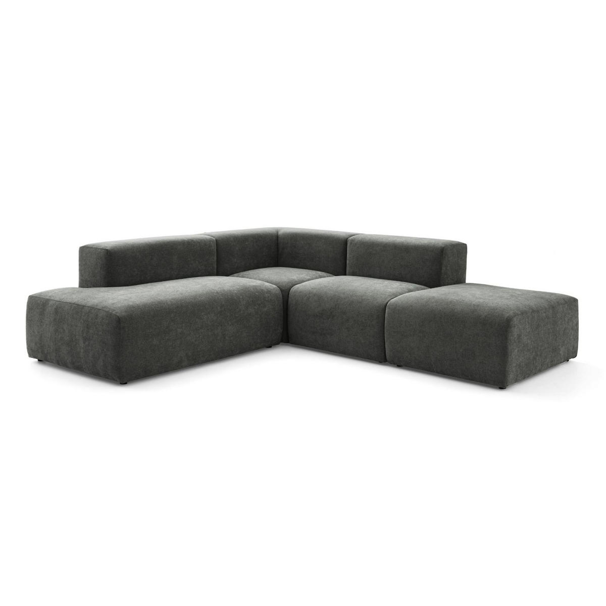 4-SITZER modulares Ecksofa HEAVEN SET 3 Links, Breite 270 cm Webstoff Dunkelgrau - Dunkelgrau/Schwarz, Holz/Kunststoff (245/270cm) - Muffo