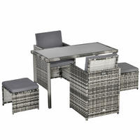 GARTENSET Garnitur 5 tlg. mit Kissen, Grau - Grau, Kunststoff - Outsunny
