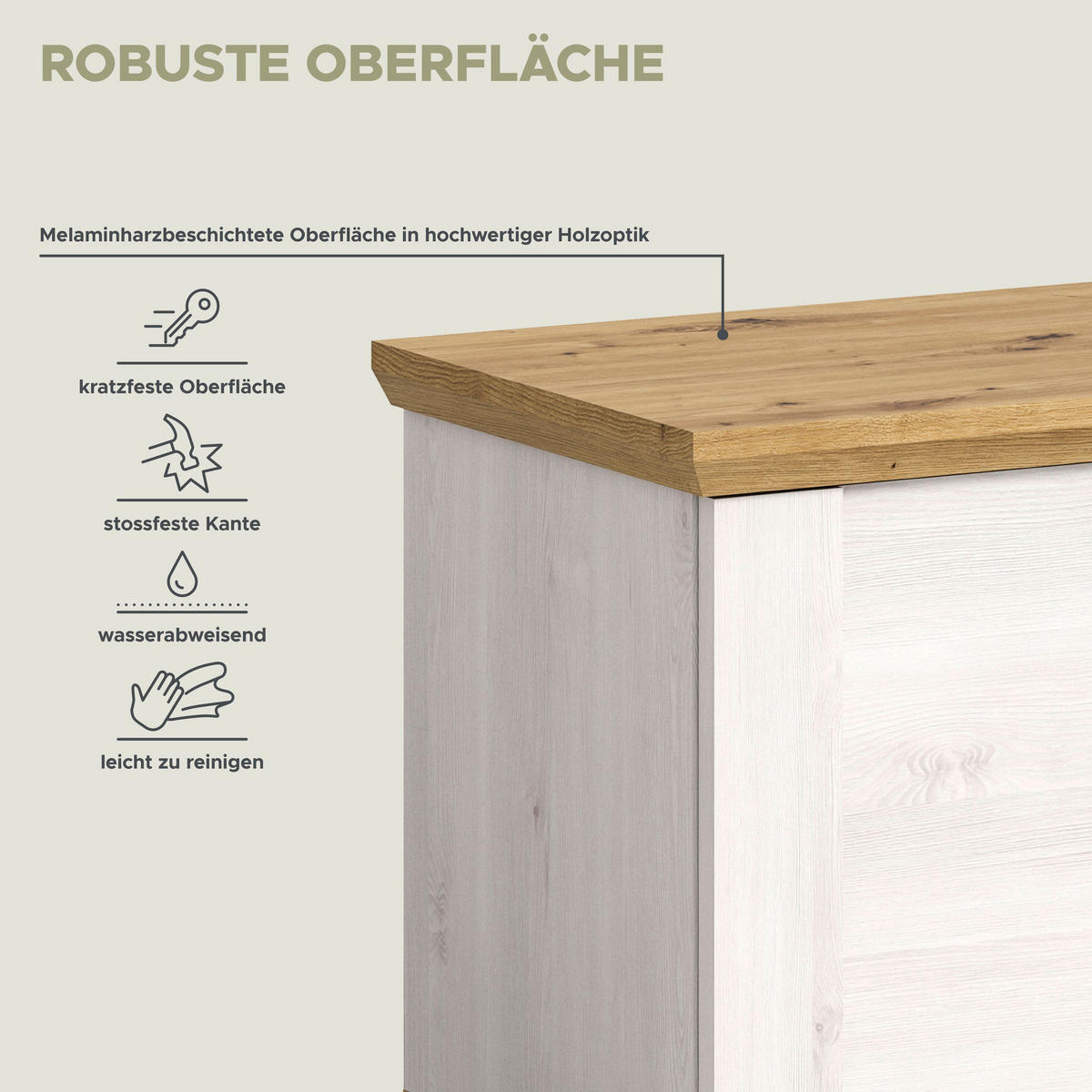 SITZBANK Verona Garderobe in Sibiu Lärche Nb. und Artisan Eiche Nb. B/H/T: 80x47x39 cm - Lärchefarben, Holzwerkstoff (78/45/37cm) - Homes & Jones