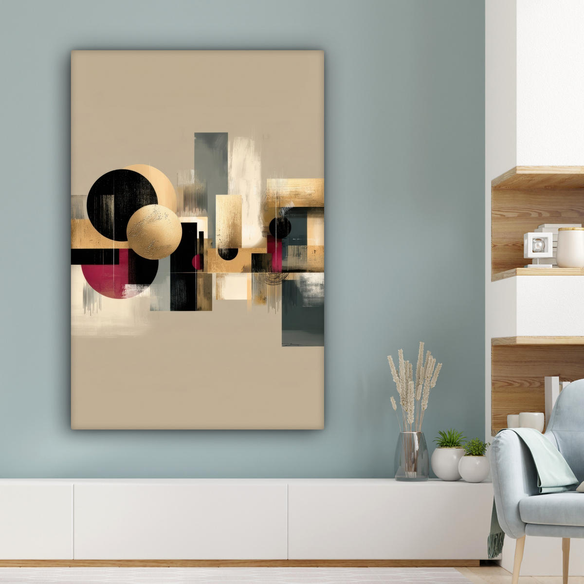 LEINWANDBILD Abstrakt - Formen - Beige - Texturen Deko XXL 80x120 cm - Beige, Textil (80/120cm) - MuchoWow