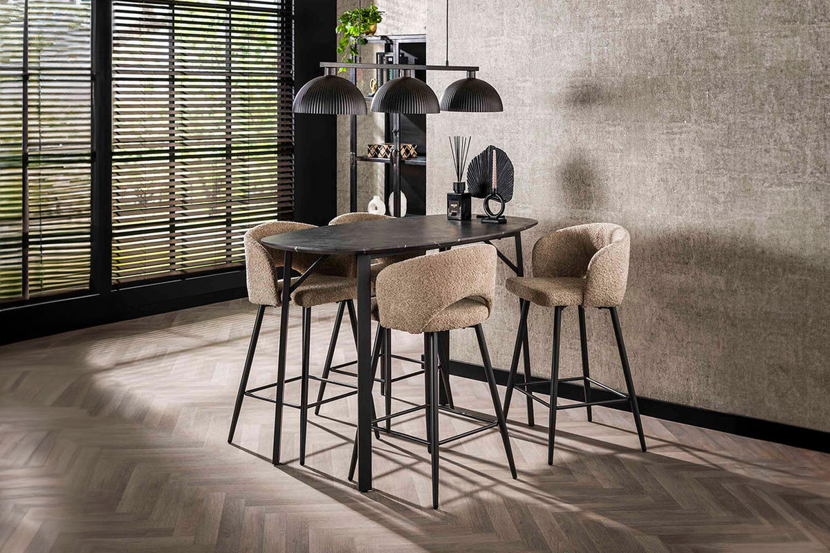 BARTISCH SESTA Schwarz Holz - Schwarz, Holz/Metall (75/92/140cm) - KAWOLA