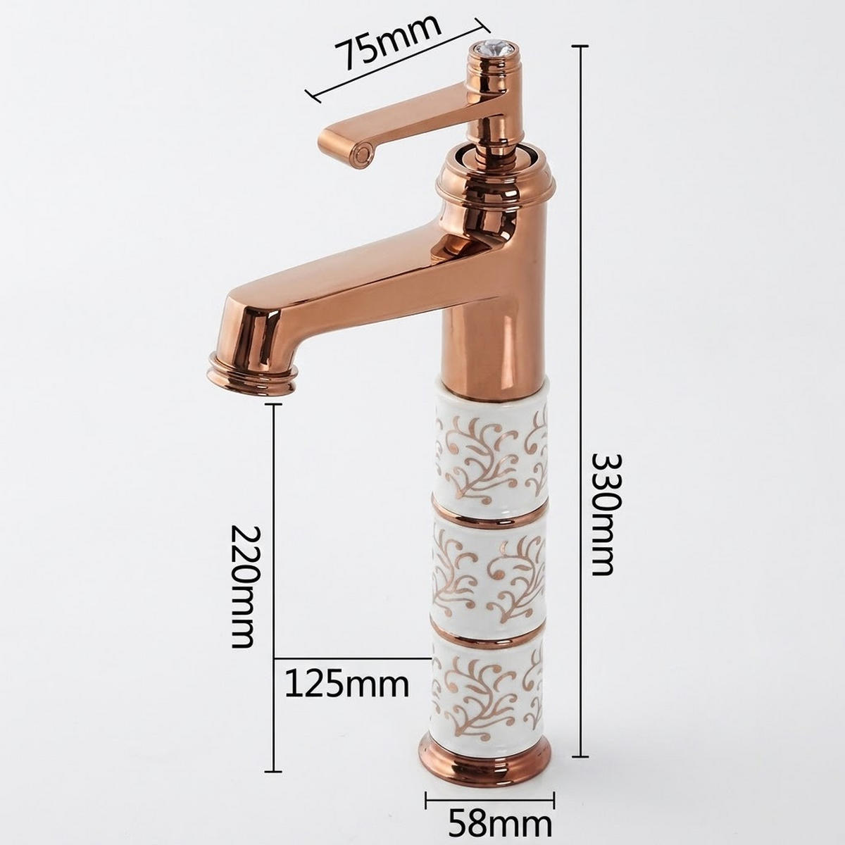BADEZIMMERARMATUR, 33 x 17,5 cm, Roségold - Roségold, Metall (35/10/20cm) - Vallsero