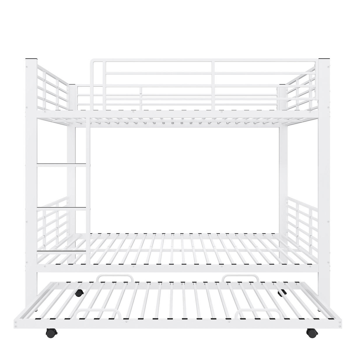 ETAGENBETT 140x200 cm in Mattweiß mit ausziehbarem Unterbett für 3 Schlafplätze - Weiß, Metall (140/200cm) - IVMEU