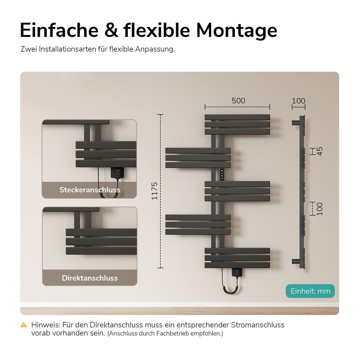 HEIZKÖRPER Elektrisch - Anthrazit, Metall (80/117.5/10cm) - EMKE
