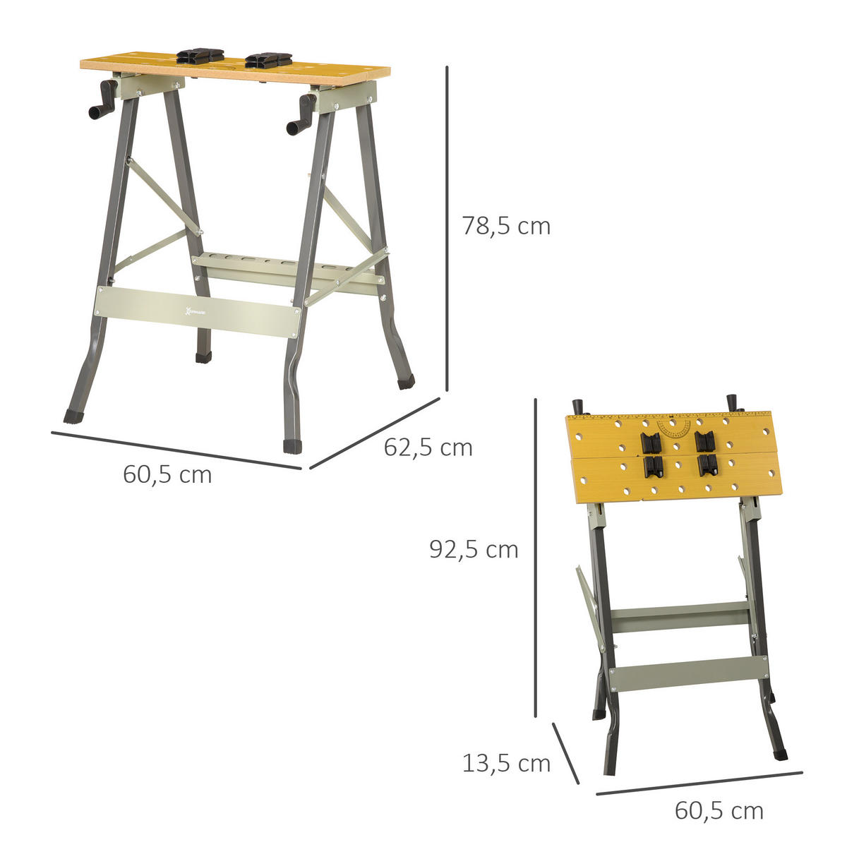 WERKBANK DE-18995 klappbar mit 4 Schraubzwingen Grau - Grau, Metall (60.5/78.5/62.5cm) - ComfortXL