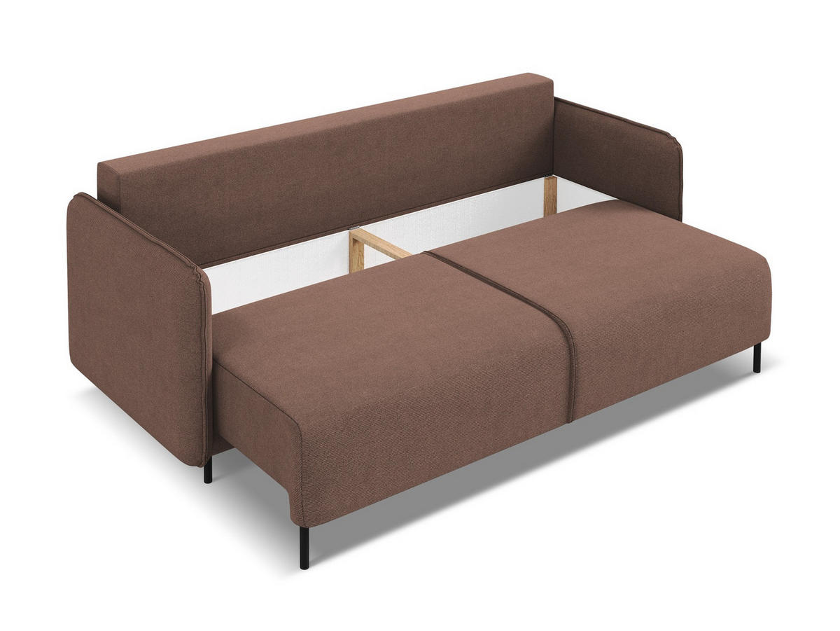 3-SITZER SOFA mit Schlaffunktion Strukturstoff Stoff Pink - Pink/Hellrosa, Holz/Textil (226/90/92cm) - Makamii