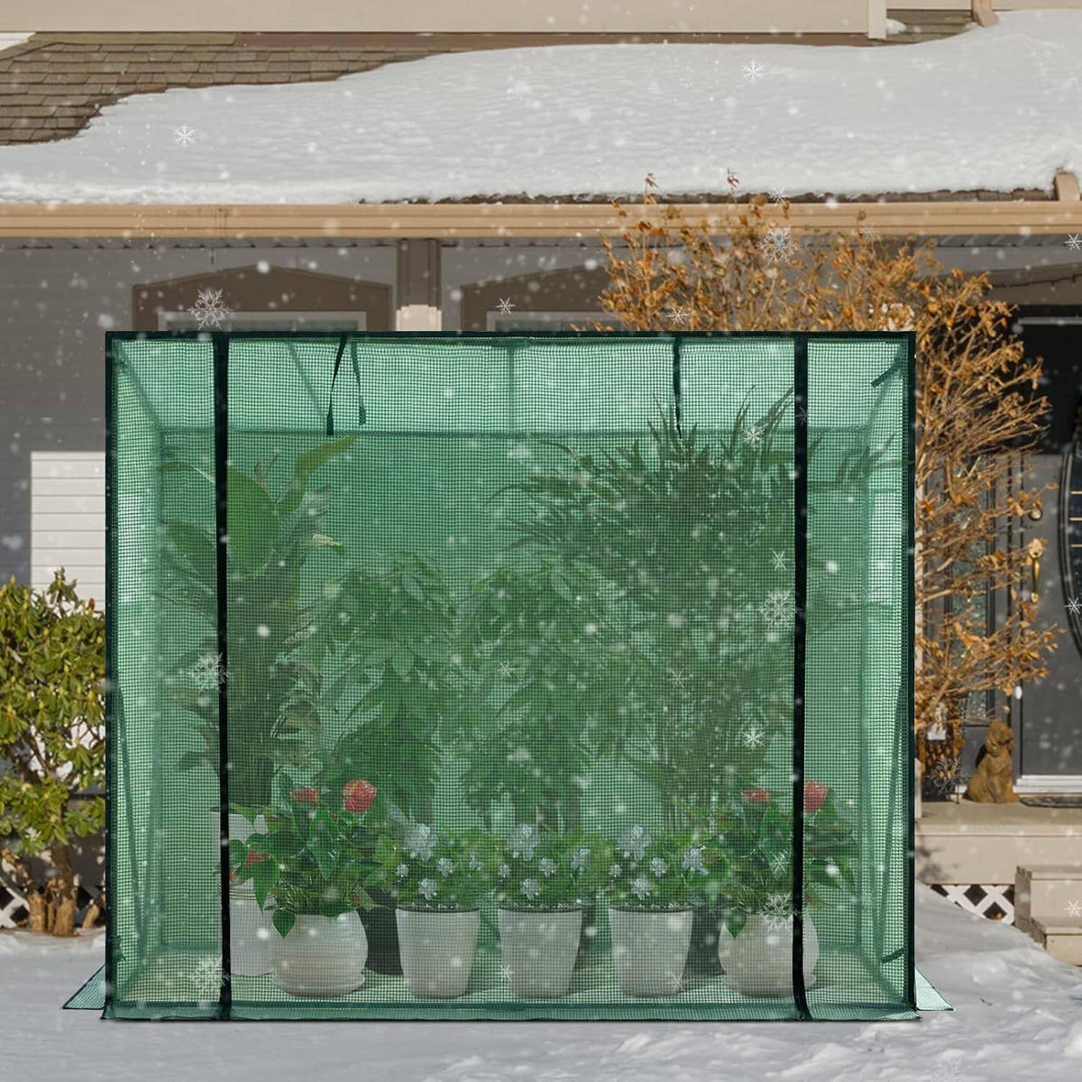 FOLIENGEWÄCHSHAUS 130 g/m², PE halbtransparente Tomatengewächshaus - Grün, Textil/Metall (200/146/77cm) - Woltu
