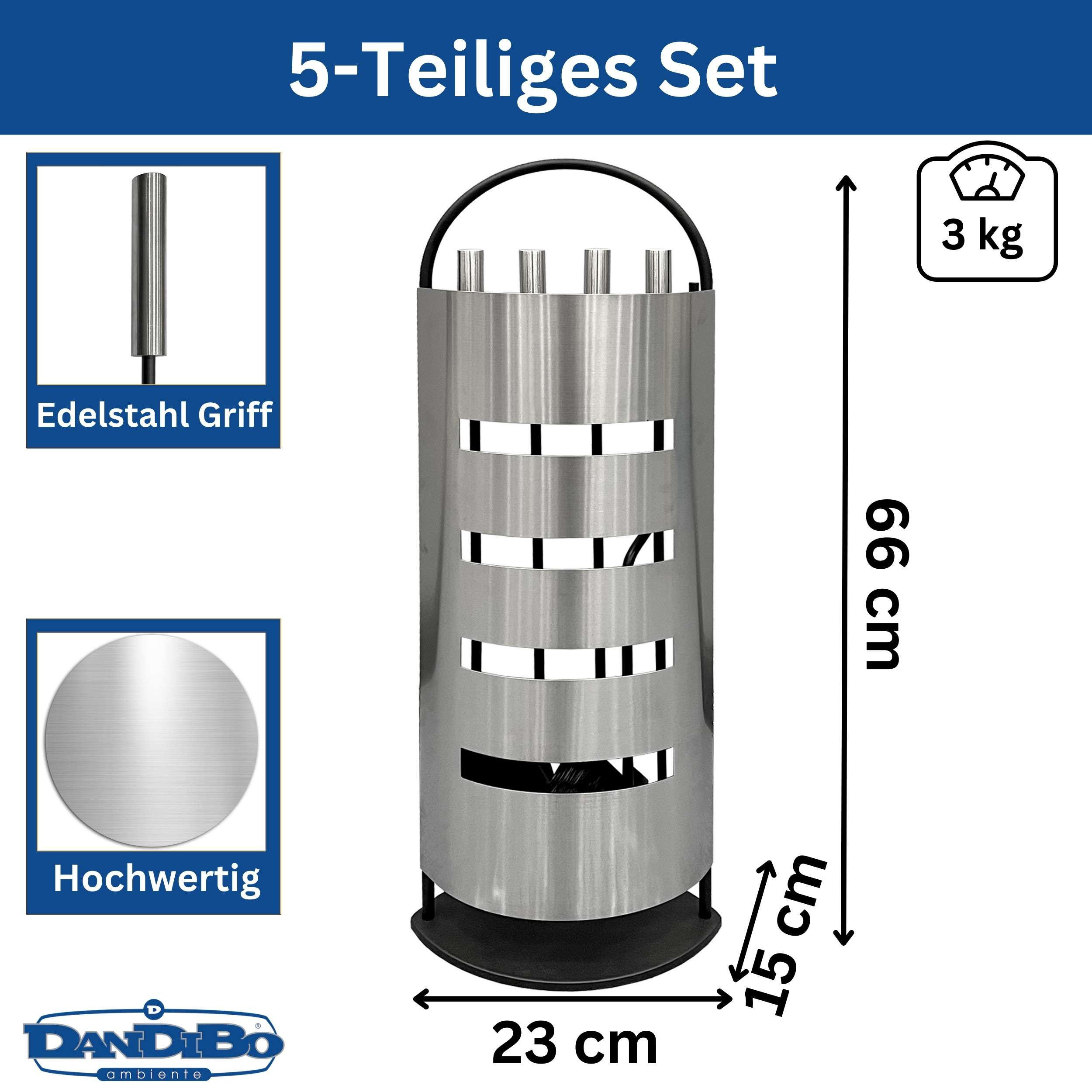 KAMINBESTECK Modern Edelstahl 5 Teilig Set - Edelstahlfarben, Metall (23/66/15cm) - DanDiBo