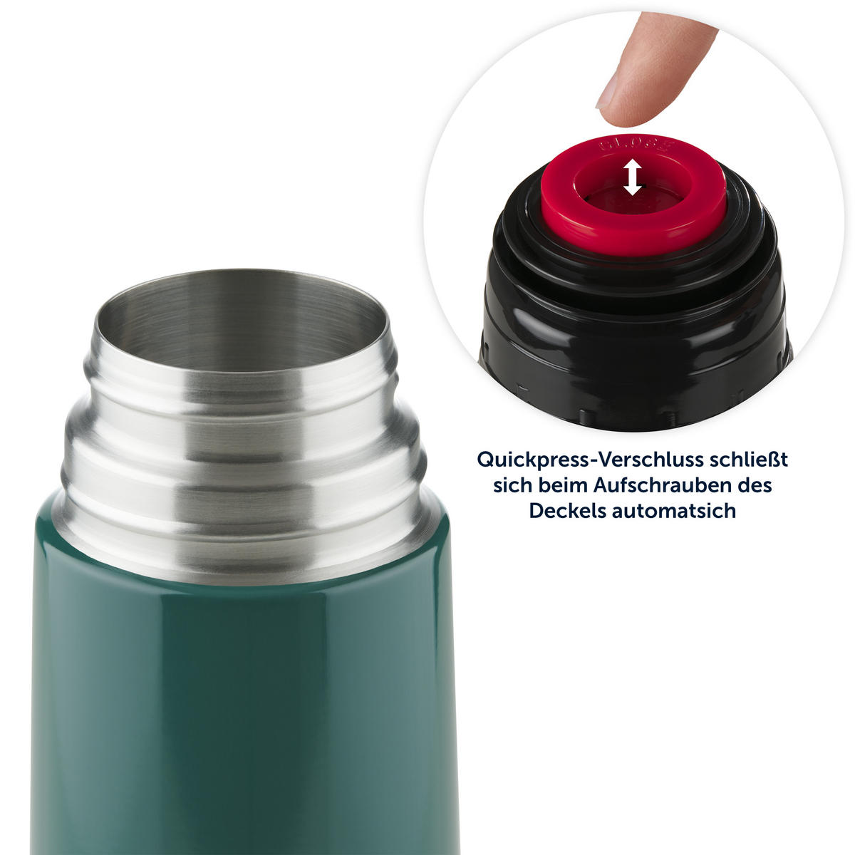 THERMOSFLASCHE Eifel 1000 ml, Dunkelgrün - Dunkelgrün, Metall (1L) - Blumtal
