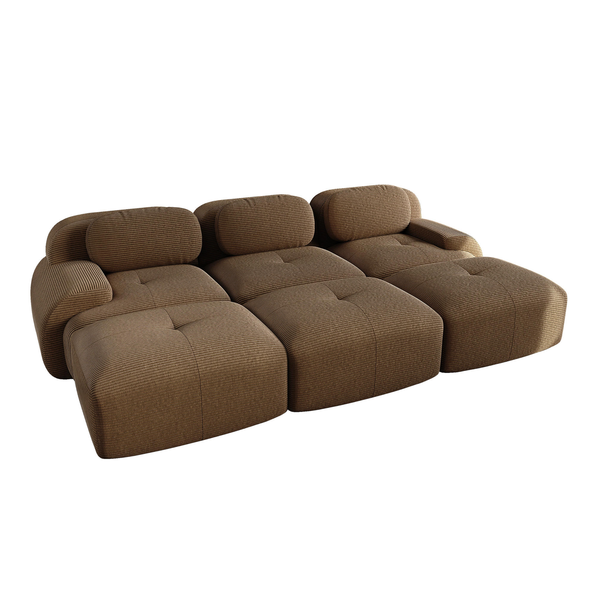 3-SITZER Sofa 298x178x75 cm aus Cordstoff modular ohne Gestell, braun - Braun, Textil (178/75/298cm)