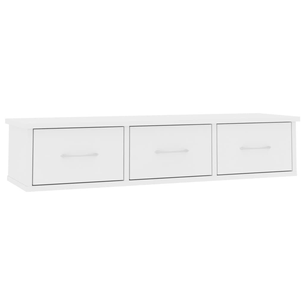 furnicato Wand-Schubladenregal Weiß 88x18.5x26 cm