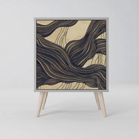 SIDEBOARD UNIFIED FRAGMENTS, Grau, 57,5x42x77,5 cm, Schräge Buchenholzfüße - Buchefarben/Multicolor, Holzwerkstoff/Buchenholz (57.5/77.5/42cm) - SpaceRebels