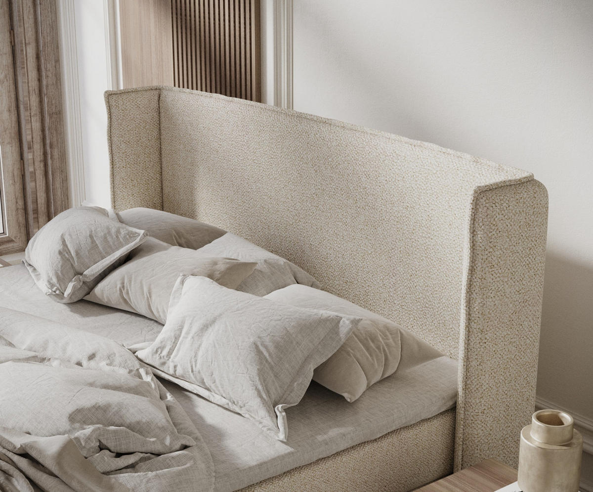 KONTINENTALBETT Ardis Creme 200/200 cm mit Matratze und Topper - Creme/Naturfarben, Holz/Holzwerkstoff (200/200cm) - Maison de Reve