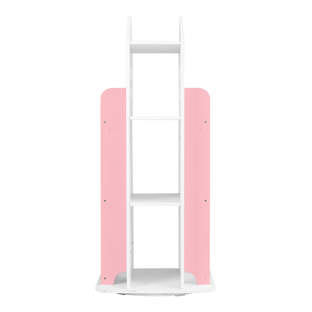 KINDERBÜCHERREGAL aus WPC-Platte in Weiß Rosa Drehbar Hausform Praktisch Sicher für Kinder 41 x 41 x 95 cm - Weiß/Rosa, Holzwerkstoff (41/96/41cm) - Livingandhome