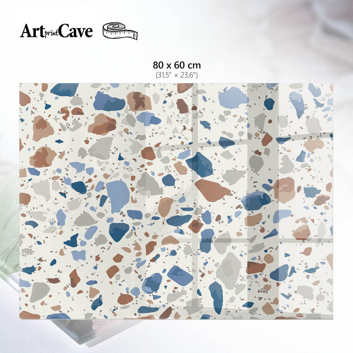 GLASPLATTE 80x60 cm – Steinmosaik - Beige, Glas (0.4/80/60cm) - ArtPrintCave