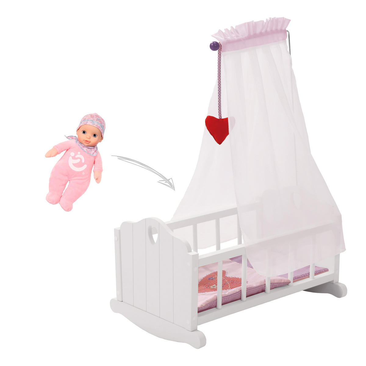 PUPPENWIEGE Fienchen - Rosa, Holzwerkstoff (35/65/52cm) - Roba