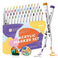 ACRYLSTIFTE 48-teiliges Set Pinselspitze wasserfest für verschiedene Oberflächen - Multicolor, Kunststoff (15.8/5.7/23.7cm)
