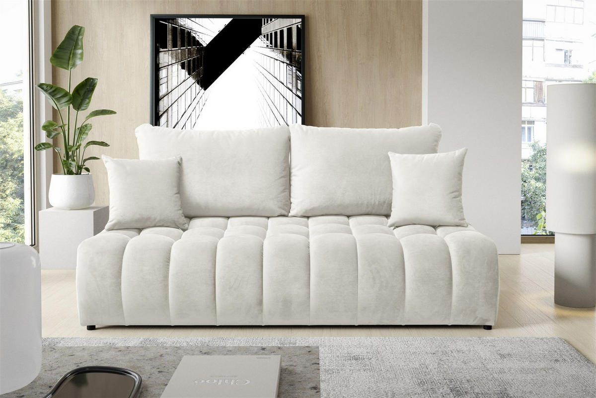 SCHLAFSOFA Nina - Weiß, Holzwerkstoff/Textil (200/96/107cm) - Fun Möbel