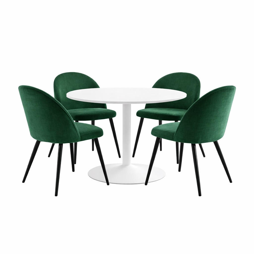 ESSGRUPPE 5-TLG. Carry Weiß, Grün - Weiß/Grün, Textil (110/74/110cm) - ebuy24
