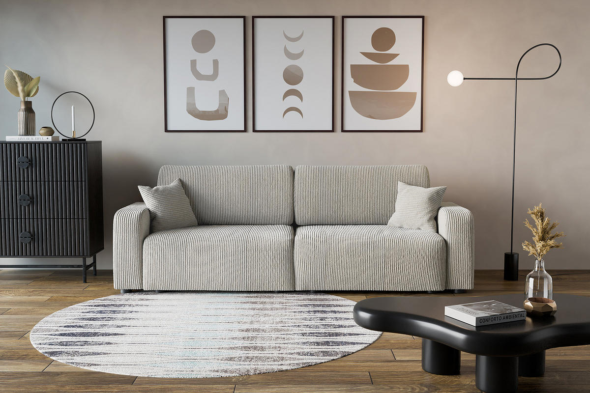 SCHLAFSOFA - Schwarz/Braun, Kunststoff/Textil (245/83/90cm) - home24