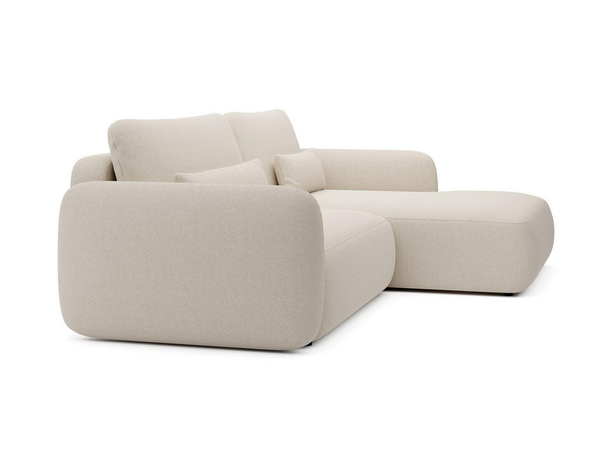ECKSOFA ATTO Beige Jersey mit Schlaffunktion - Beige, Holz (243/163cm) - MASSENO