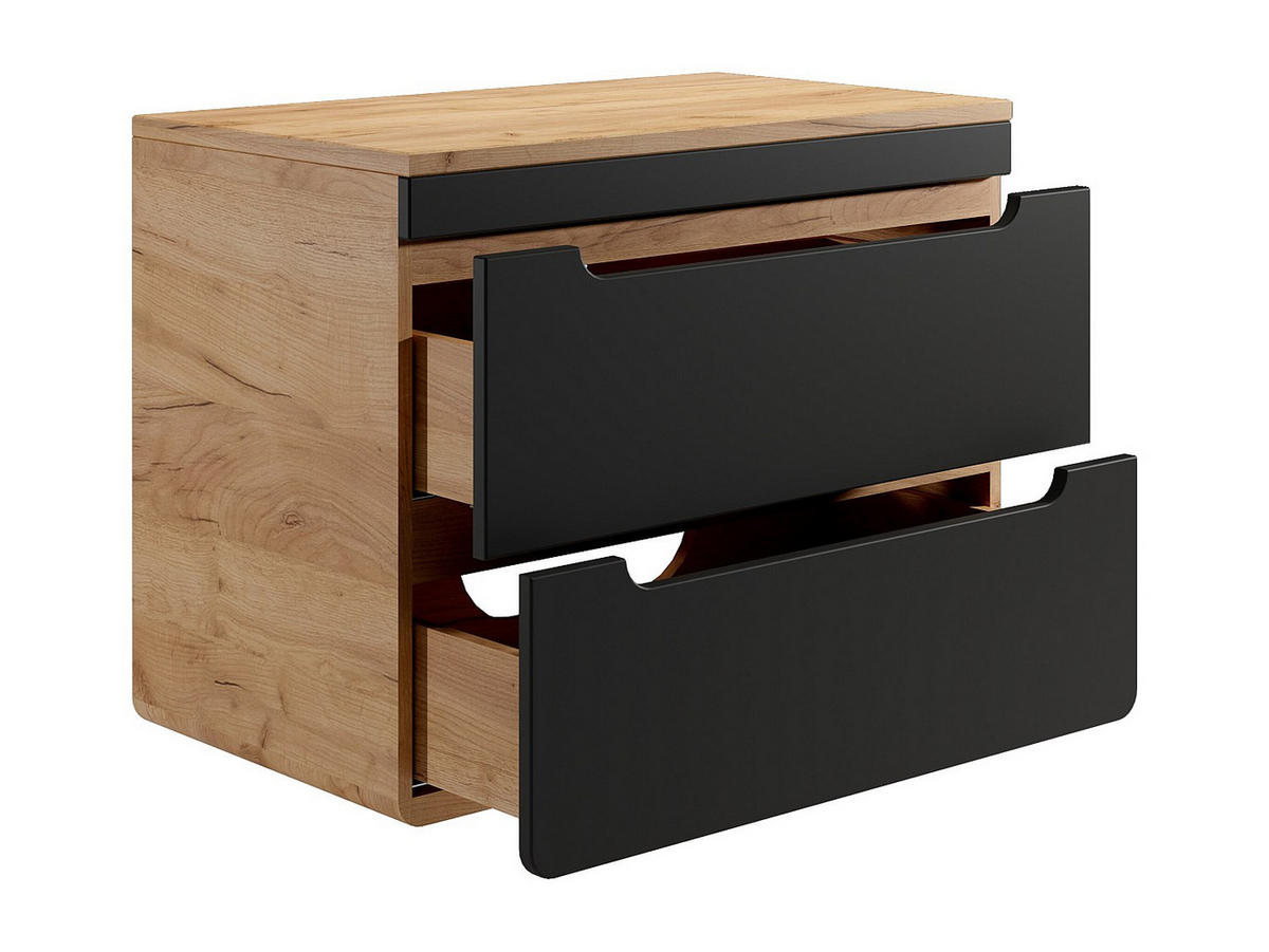 WASCHBECKENUNTERSCHRANK hängend mit Platte - 80 cm - Holzfarben hell & Anthrazit - ARUBA - Anthrazit, Holz (80/59/46cm) - Vente-Unique