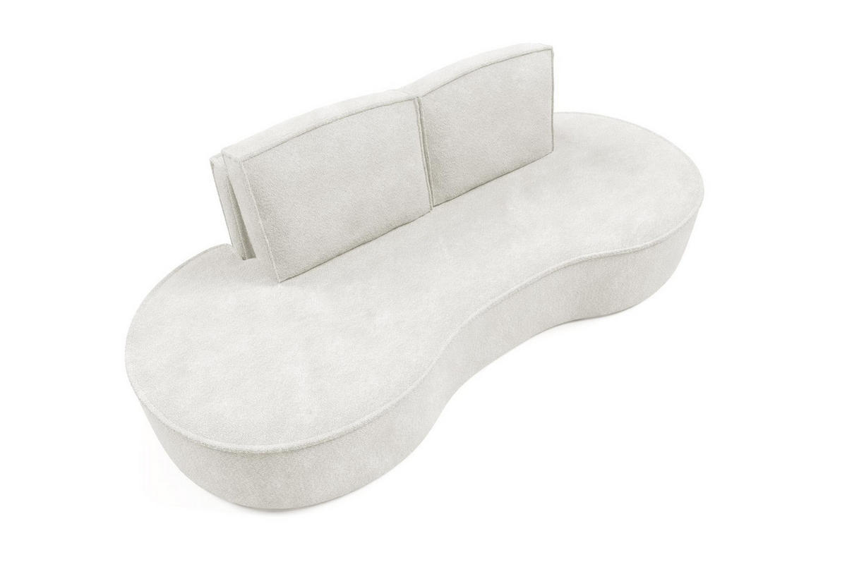 SOFA Flow Weiß, mit Kissen in Abriamo Stoff - Weiß, Holzwerkstoff (234/88/101cm) - Bettso