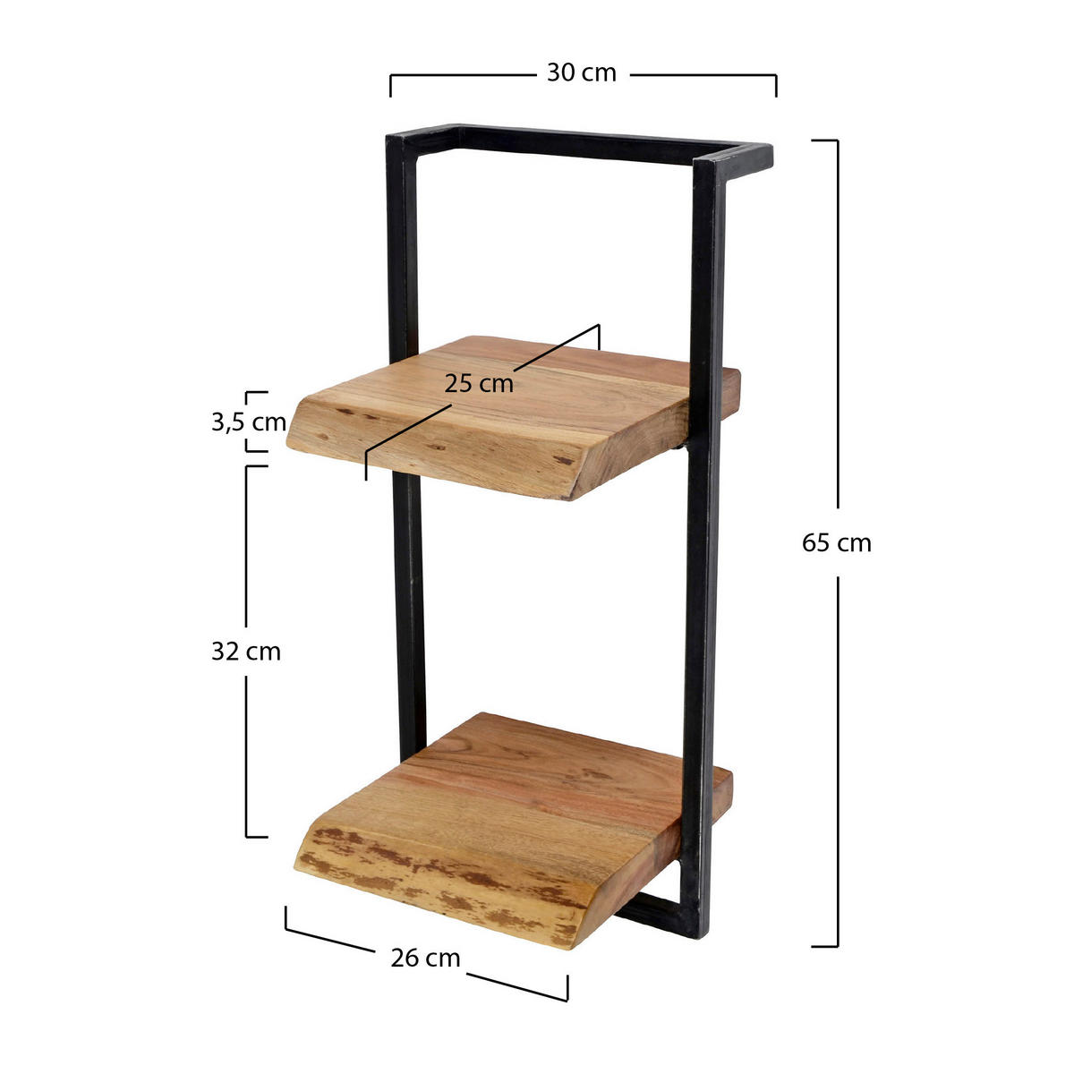 WANDREGAL Edge Braun 30/25/65 cm - Braun, Holz (25/65/30cm) - Hoyz Collection
