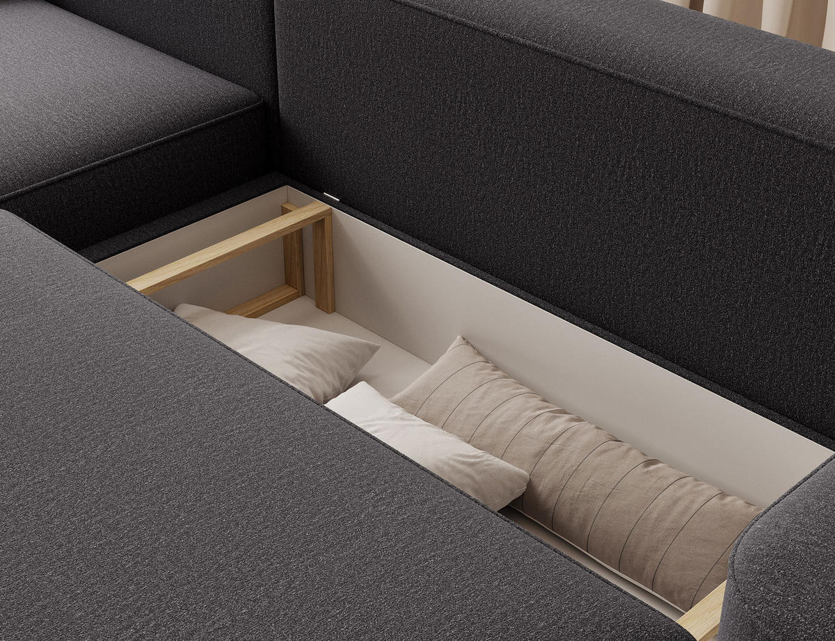 ECKSOFA RUMA - Dunkelgrau (Enjoy 05) - Dunkelgrau, Holzwerkstoff (285/180cm) - Möblo