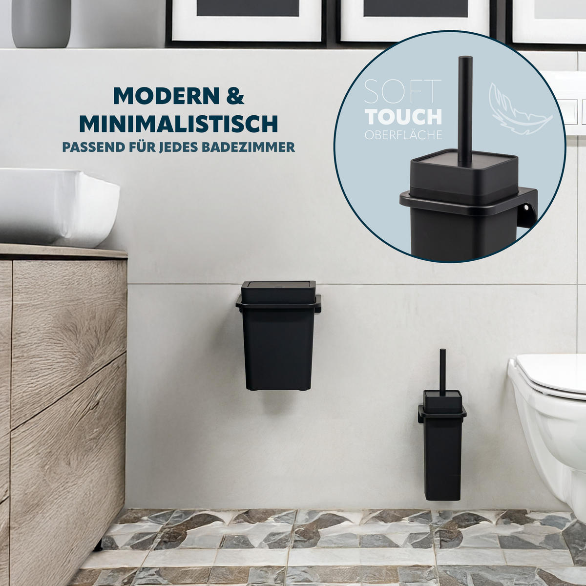 WC-GARNITUR SAVONA, schwarz, Kunststoff - Schwarz, Kunststoff (12/36.5/13cm) - bremermann