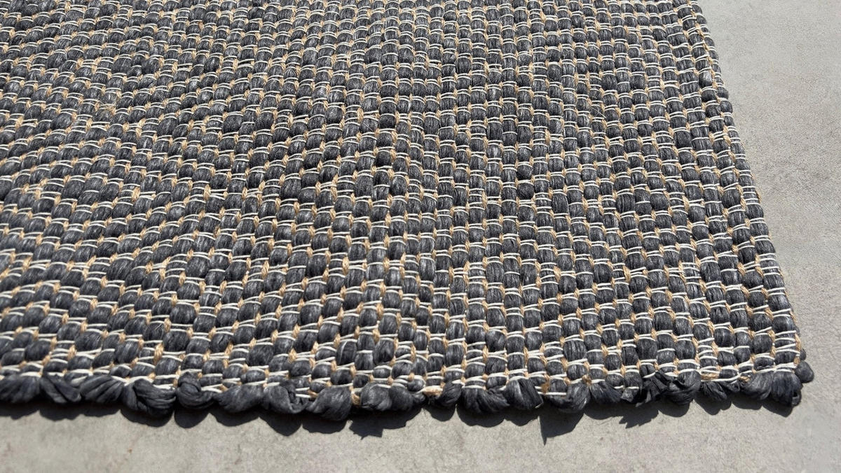 TEPPICH aus recycelten Fasern handgewebt grau - Grau, Naturmaterialien (140/200cm) - AFK Living