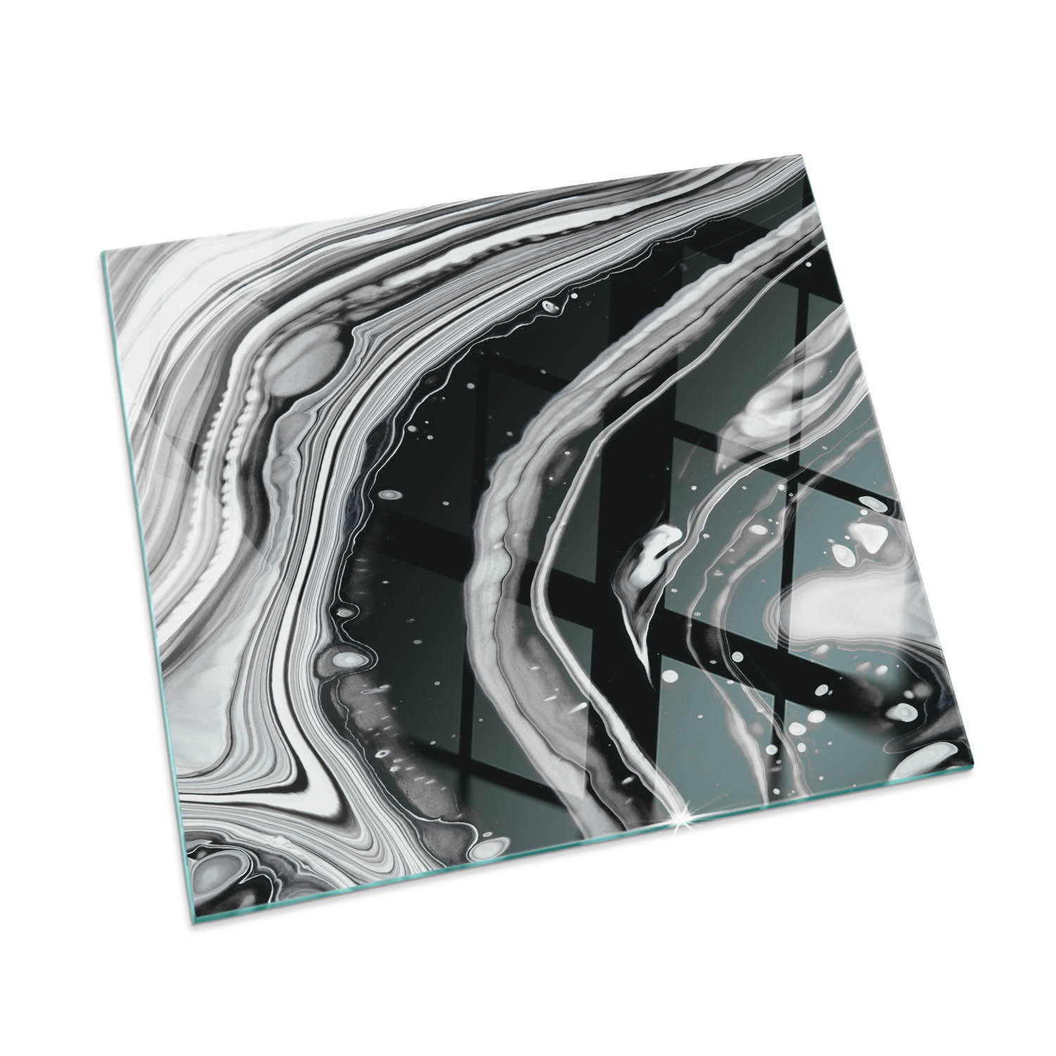 GLASPLATTE für Kamin 60x60 cm Schwarz Weiß - Multicolor, Glas (60/60/0.4cm) - ArtPrintCave