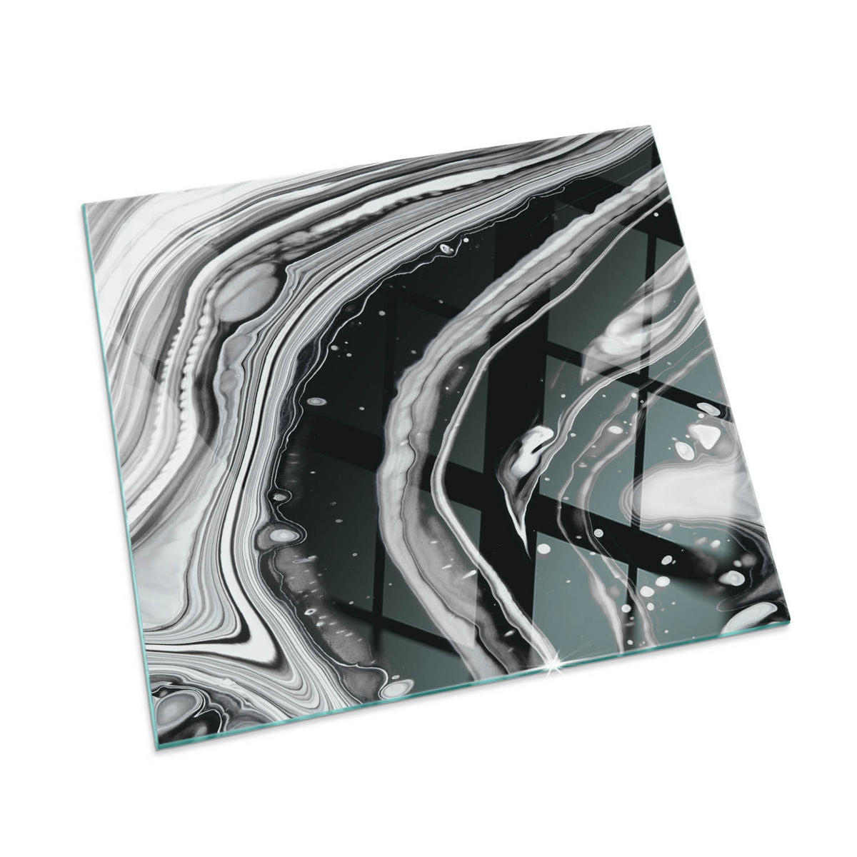 GLASPLATTE für Kamin 60x60 cm Schwarz Weiß - Multicolor, Glas (60/60/0.4cm) - ArtPrintCave