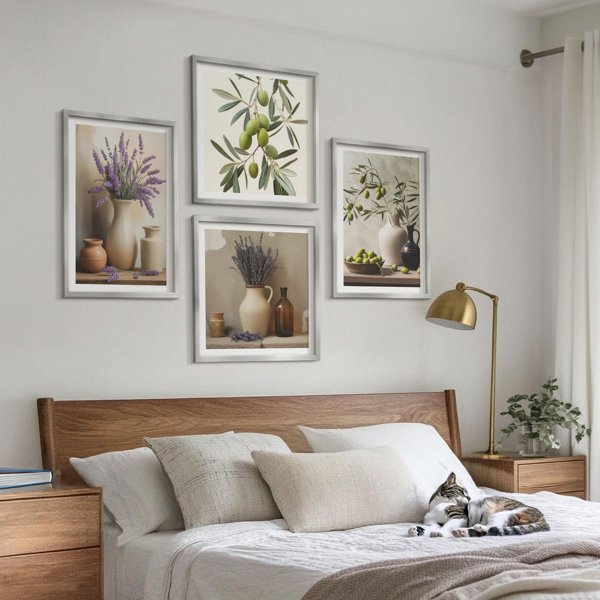 BILDER SET 4er Set - 50x50 cm & 40x60 cm Silberner Rahmen - Blumen in Vasen als Dekoration - Silberfarben, Kunststoff (50/50cm) - TULUP