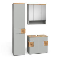 BADMÖBEL-SET Eden Grau 3 Teile - Hellgrau/Grau, Holzwerkstoff (73/64/37cm) - Vicco