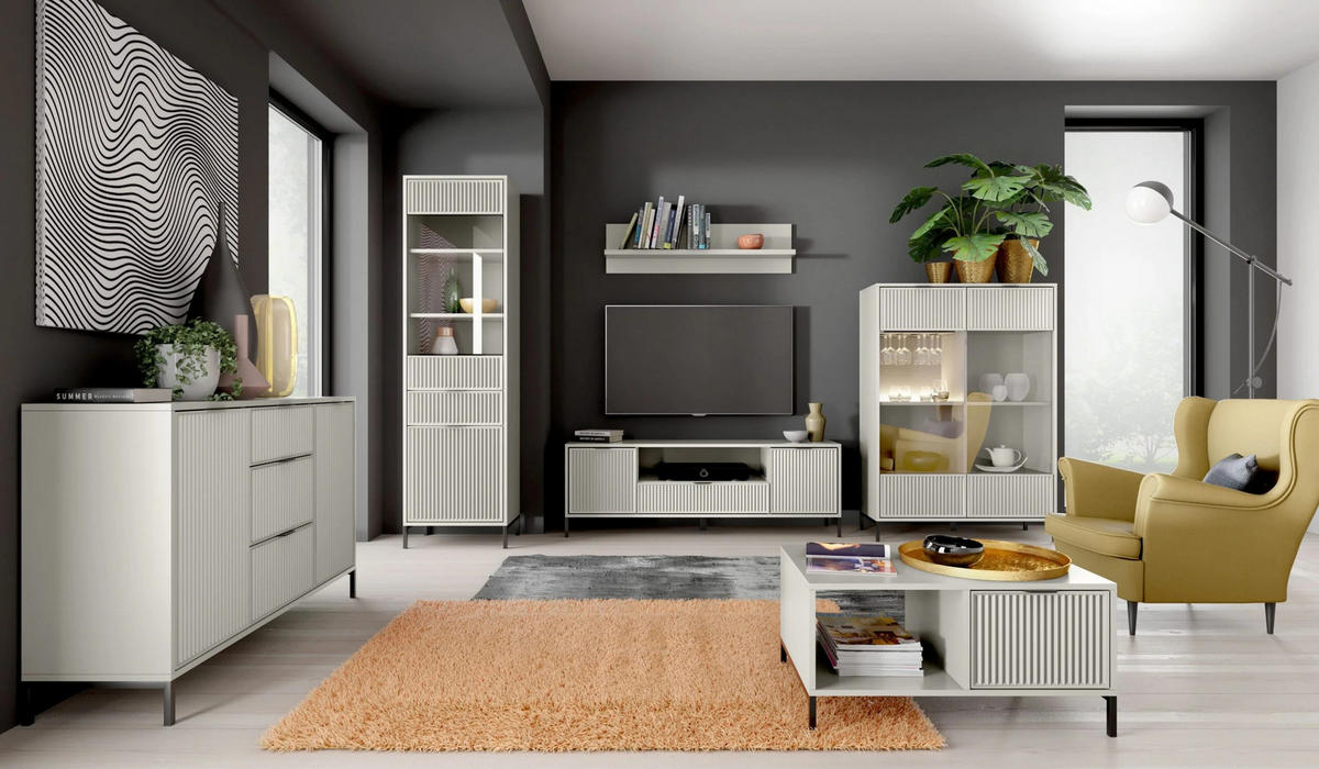 VITRINESCHRANK LINKA STYLES LS-05 - Kaschmir, Holzwerkstoff (55/196/41cm) - Meblini