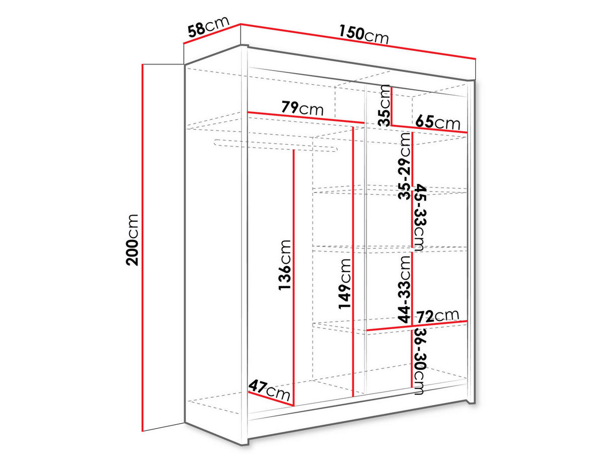 SCHWEBETÜRENSCHRANK Westa II, mit RGB LED Beleuchtung - Kaschmir/Silberfarben, Holzwerkstoff/Metall (150/200/58cm) - MIRJAN24